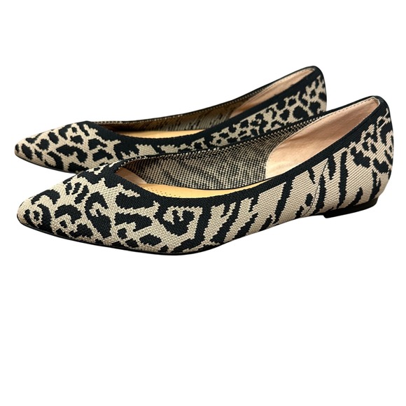 Corso Como Shoes - Corso Como Womens Leopard Print Knit Pointed Toe Ballet Flats Shoes Size 9.5M